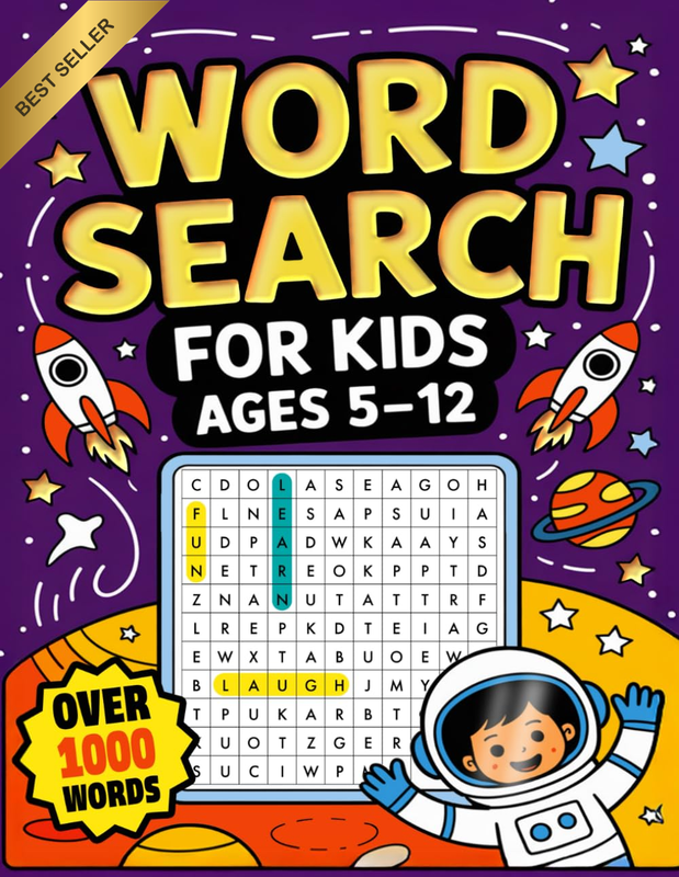 WORD SEARCH for KIDS Ages 5-12 ACTIVITY BOOK PUZZLES   Educational Games for Chi