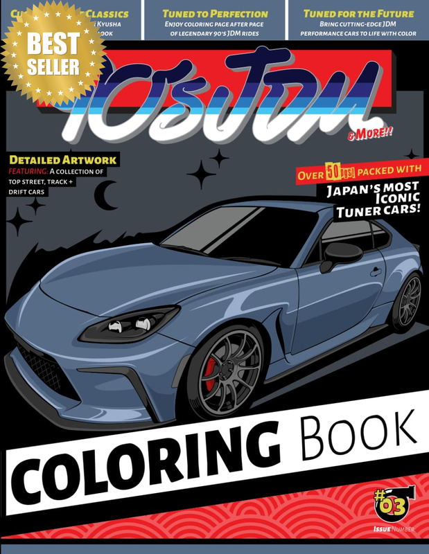 90S JDM Car Coloring Book: Volume 3 Modified Japanese Sports Car Illustrations -