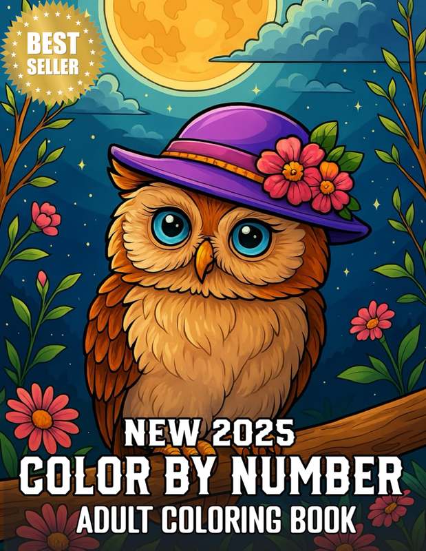 Color by Number 2025 New Adult Coloring Book: Easy Large Print Color by Number P