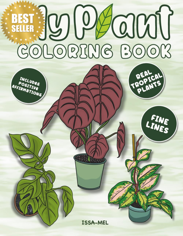 My Plant Coloring Book: 30 Hand-Drawn Tropical Indoor Plants for Creative Plant