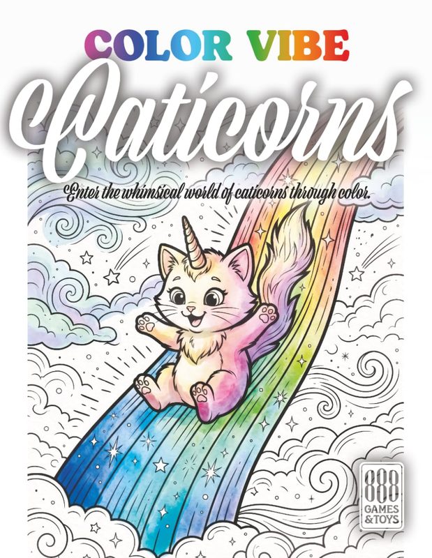 COLOR VIBE: Caticorns: Coloring Book for Kids and Adults: 36 Whimsical Caticorn
