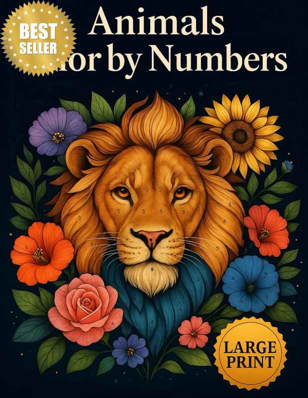 Animals Color by Number Adult Coloring Book: Large Print Color by Numbers of Ama