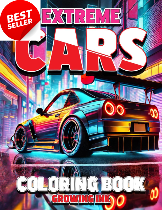 Extreme Cars Coloring Book: 100 Fun Modified Car Pages for Kids & Teens