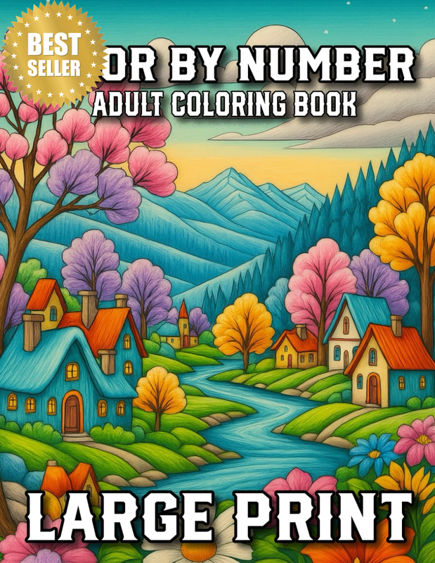 Large Print Color by Number Adult Coloring Book: 100 Large Print Coloring Pages