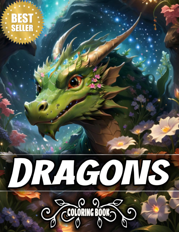 Fantasy Dragon Coloring Book for Adults & Teens: 50 Amazing Realistic Dragons Il