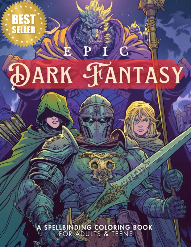 Epic Dark Fantasy Coloring Book for Adults & Teens - Intricate Gothic & Medieval
