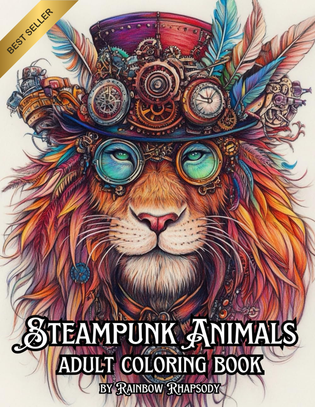 Steampunk Animals Adult Coloring Book