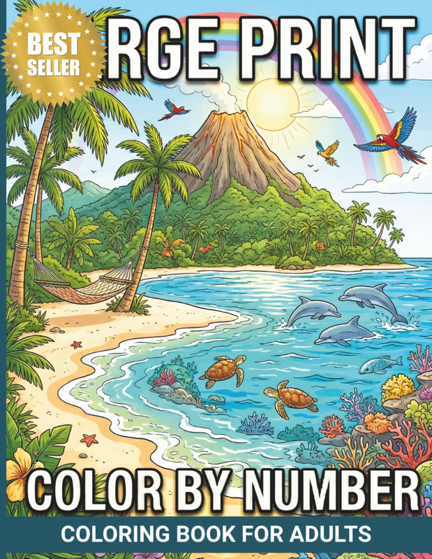 Large Print Color by Number Coloring Book for Adults: 50 Beautiful and Easy Colo