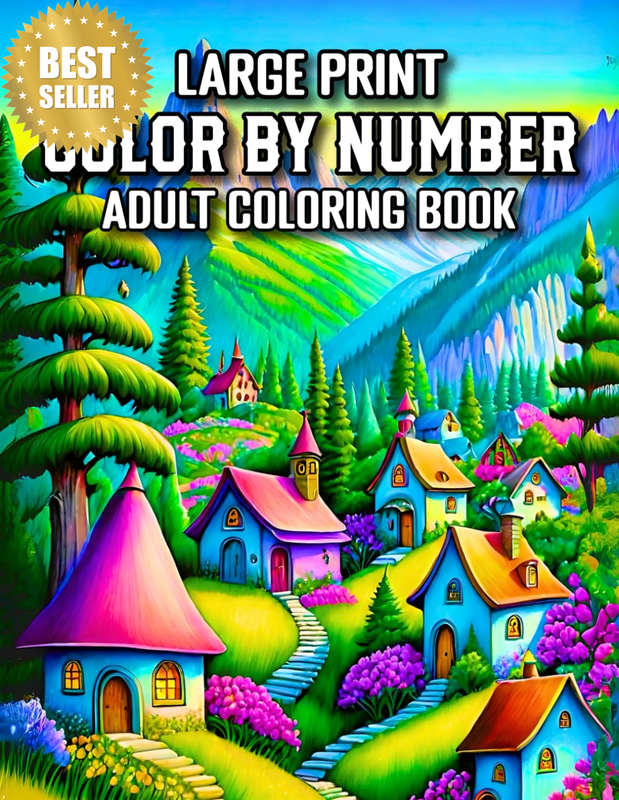 Large Print Color by Number Adult Coloring Book: Easy and Relaxing Large Print C