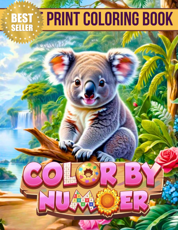 Large Print Color by Number Coloring Book: Cute Animal Coloring Book with Easy P