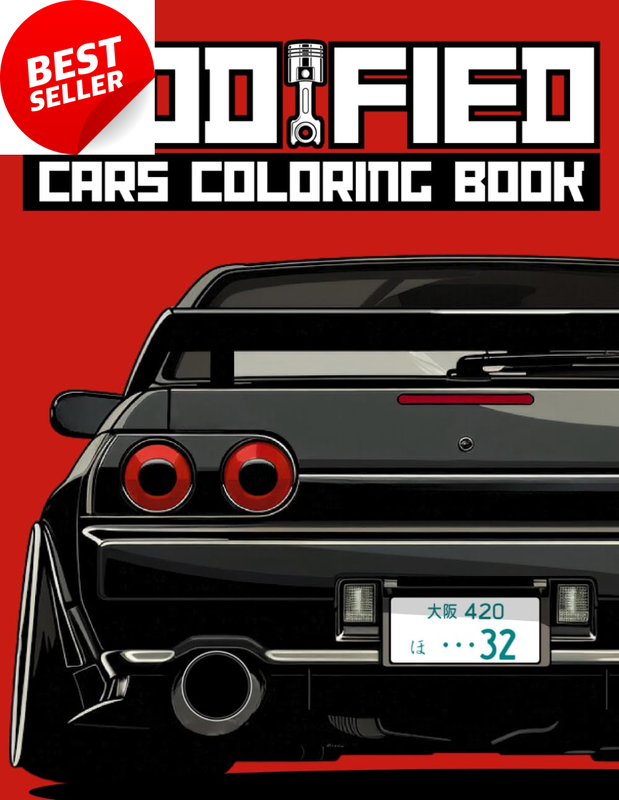 Modified Cars Coloring Book: JDM, Retro & Sport Car Designs for All Ages