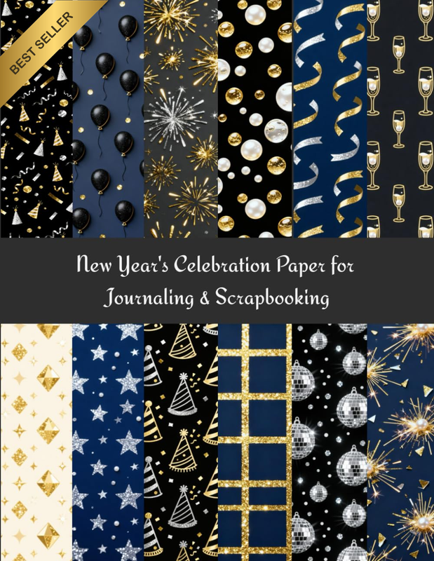 New Year’S Celebration Paper for Journaling & Scrapbooking: 12 Festive Micro-Sca
