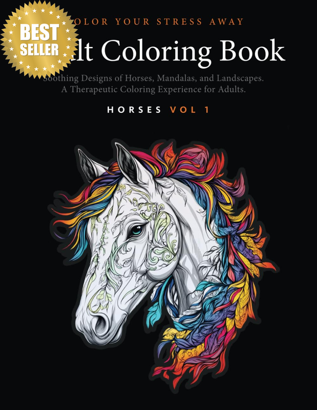 Color Your Stress Away - Horses Vol 1 - Adult Coloring Book with Soothing Design