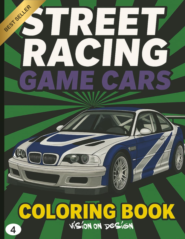 Street Racing Game Cars: Coloring Book: Arcade Racing Game Cars to Color: High-S