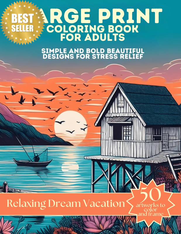 Large Print Coloring Book for Adults: Simple and Bold Beautiful Designs for Stre