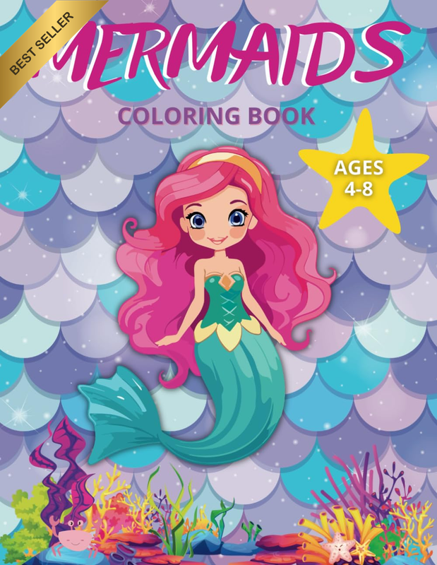 Mermaids Coloring Book: Enchanting Mermaids in Diverse Dreamscapes for Kids 4-8