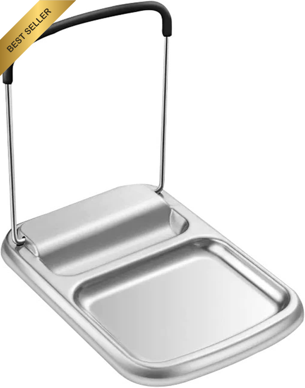 Stainless Steel Utensils Pot Lid Holder with Spoon Rest, Kitchen Countertop Stor
