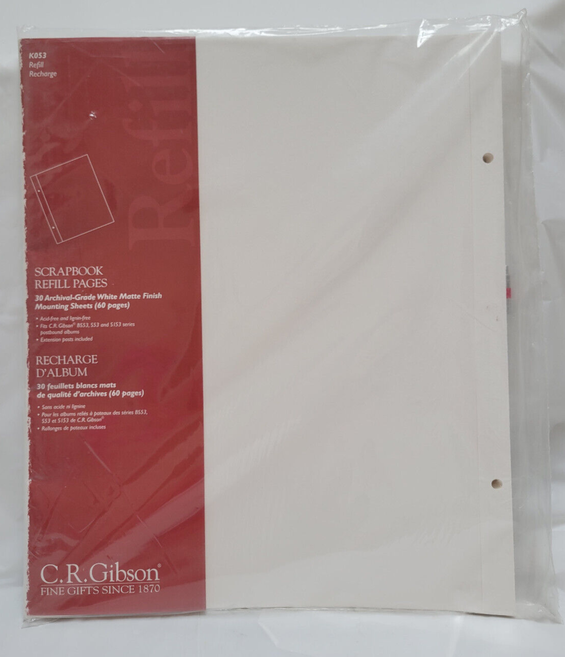 C.R. Gibson (30) C.R. Gibson K053 White Matte Refill Sheets for S53 Scrapbooks w/ Posts New! C.R. Gibson (30) C.R. Gibson K053 White Matte Refill Sheets for S53 Scrapbooks w/ Posts New!