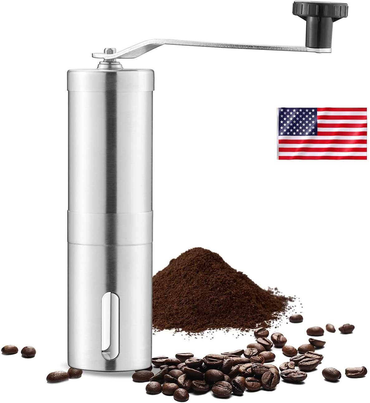 Manual Coffee Bean Grinder Stainless Steel Hand Coffee Mill Ceramic Burr US Ship