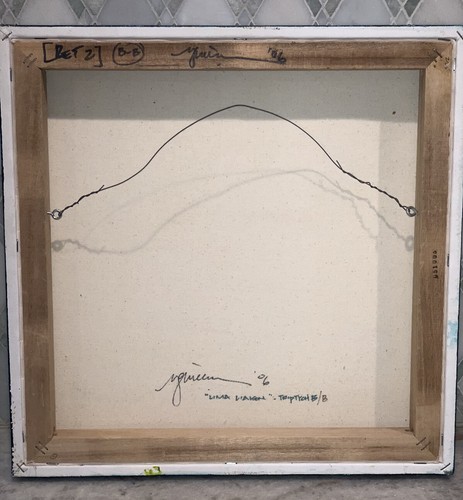 Original TRiO Modern ‘Lima Liasion’ Signed Abstract Canvas 16”Sq MJ Villanueva