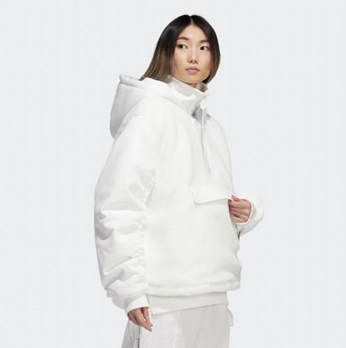 Pre-owned Adidas Originals Adidas X Ivy Park Icy Park 1/2 Zip Sherpa Oversized Jacket White H18974 2xl Xxl
