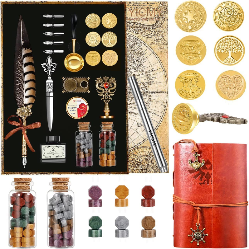 Feather Pen Pheasant Quill Pen and Ink Set,Caligraphy Kits for Beginners
