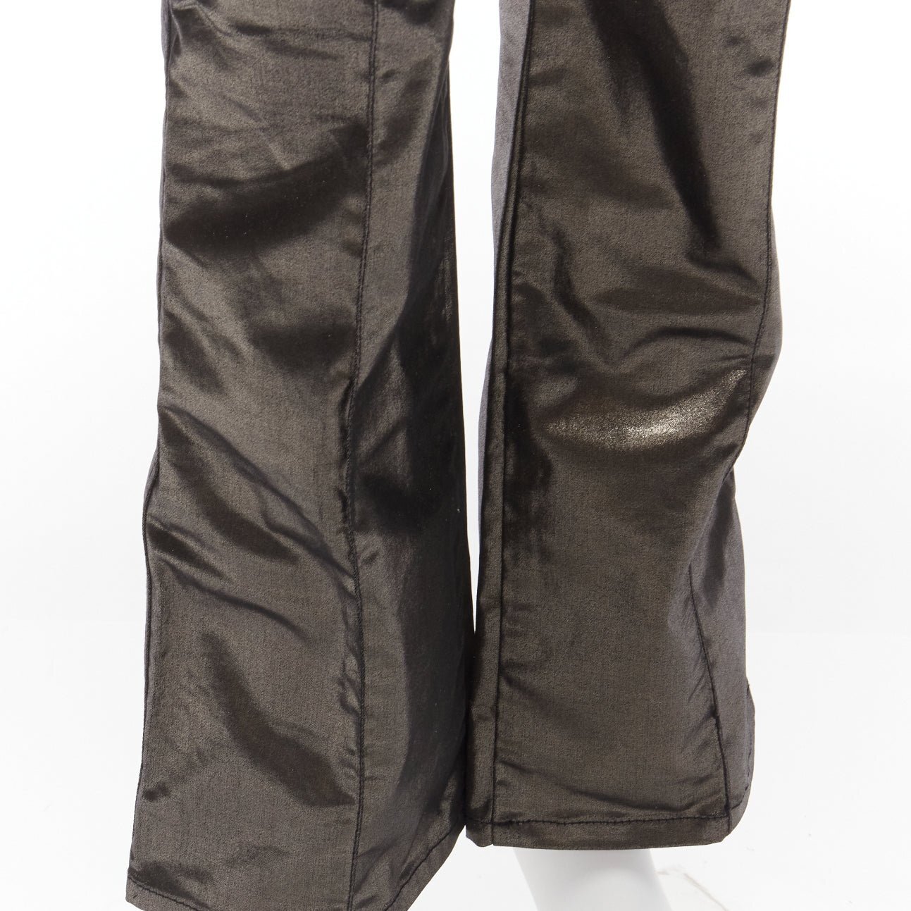 GUCCI Vintage gold gunmetal sheen hip chain flare leg pants GUCCI Vintage gold gunmetal sheen hip chain flare leg pants