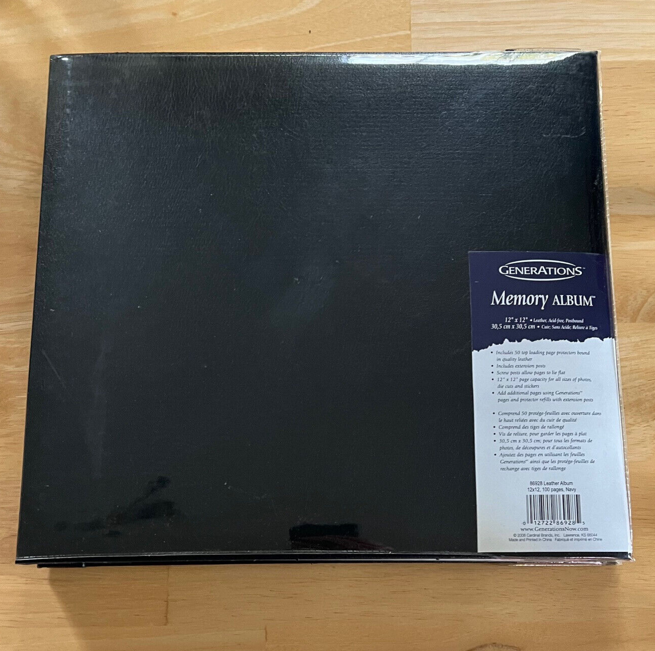12x12 Generations Leather Scrapbook Album with 50 top-loading pages, Color: Navy