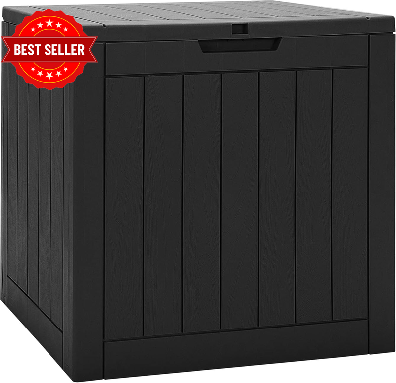 Deck Boxes Outdoor Waterproof - 30 Gallon Patio Storage Box with Lockable Lid, B