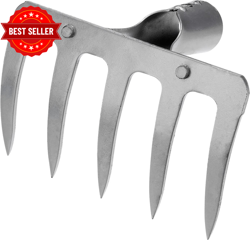 5 Teeth Garden Rake Head, Galvanized Manganese Steel Stone Rake for Garden Farm