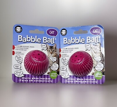 PetQwerks Talking Babble Ball Cat Toy Plays Exciting Sounds When Touched- 2 PACK