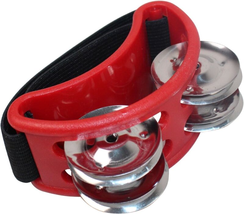 Foot Tambourine with 4 Jingle Stainless Steel Percussion Instrument for  feet