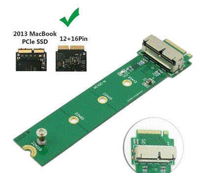 12+16 Pin SSD to M.2 NGFF PCI-e Adapter Converter For MacBook Air Pro 2013-2015