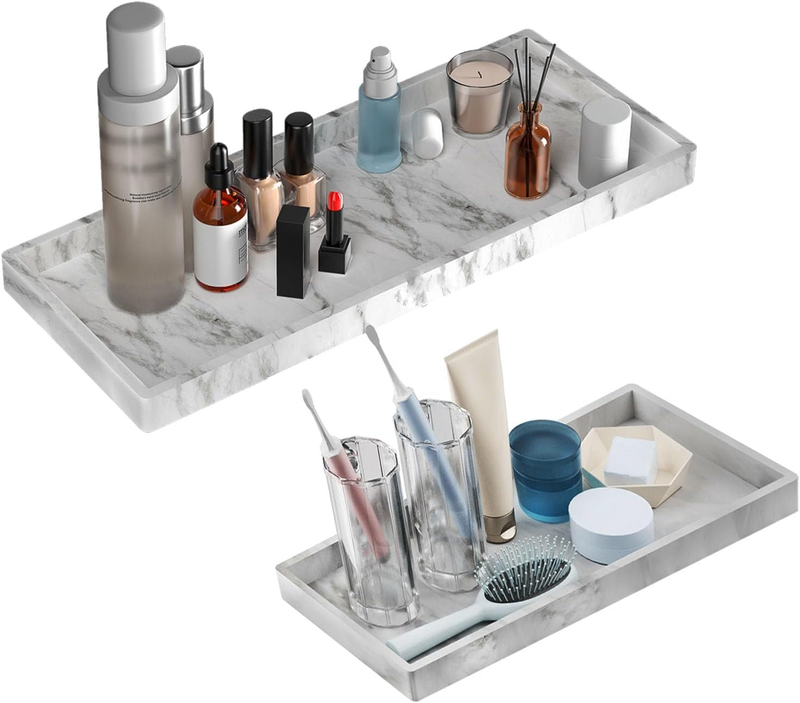 Bathroom Vanity Tray - 2 Pack (7.8" and 11.8") Silicone Bathroom Trays for Count