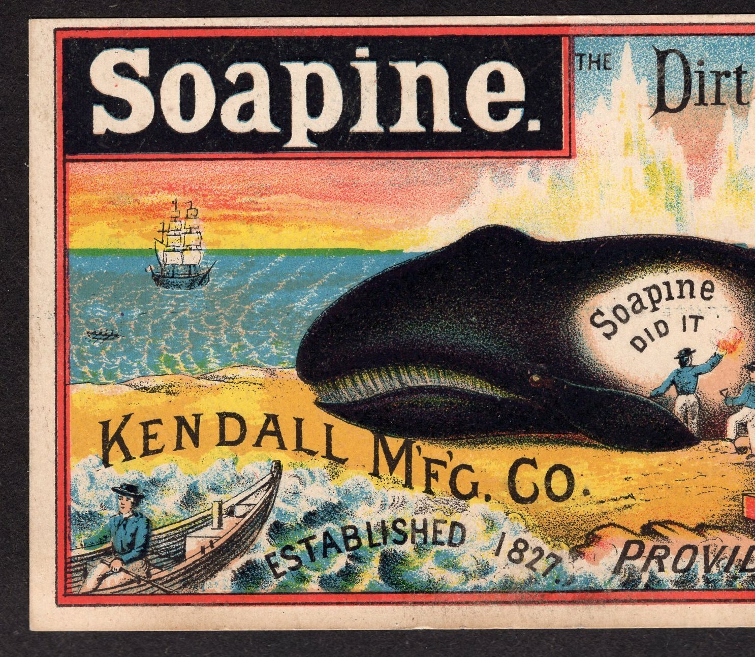 Whale 1800's Whaling Ship Soapine Soap Victorian Advertising Trade Card