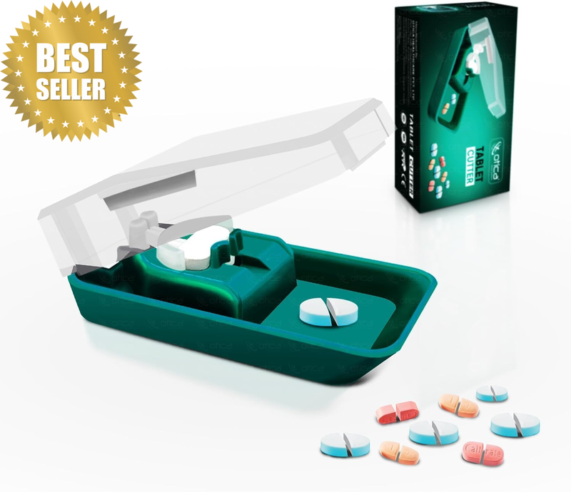 Tablet Pill Cutter Splitter for Small & Large Pills, Stainless Steel Blade, Safe