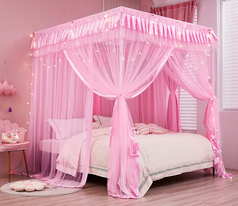 Bed Curtains For Girls Full Size - Royal Luxurious Cozy Dr