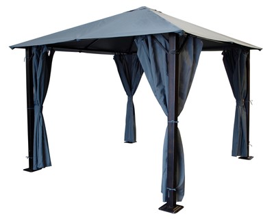 Gartenpavillon Pavillon Metallpavillon stabil LOCARNO 3x3 Meter, grau Antik-Look