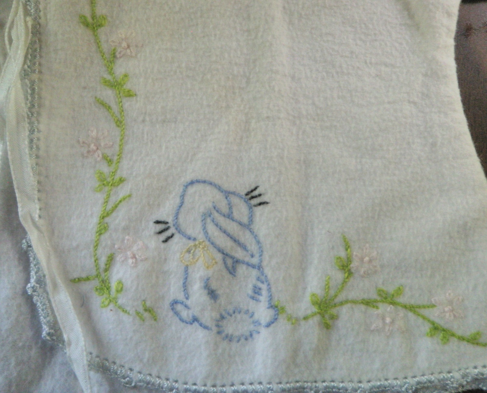 Vintage Infant Kimono Handmade Embroidered ~ for Baby Doll Display Rabbit Flower