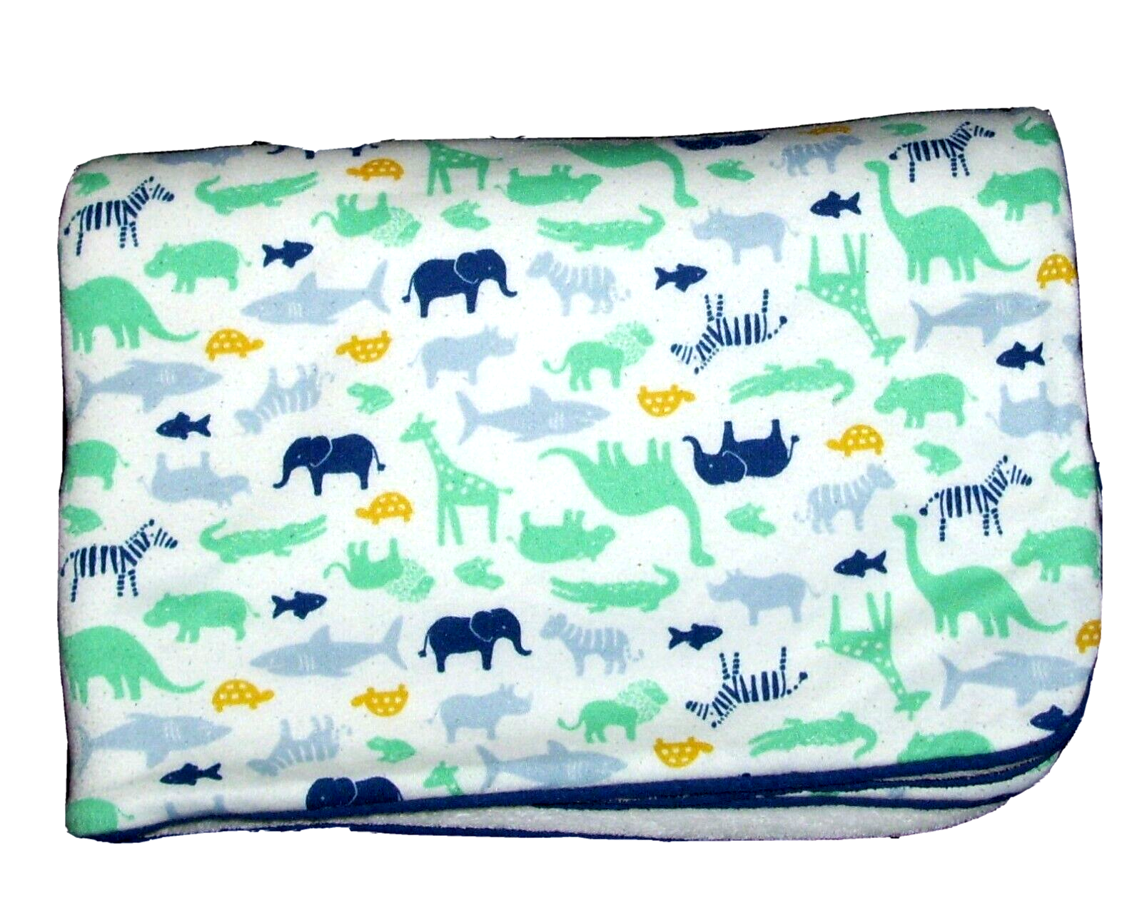 Carters Child Of Mine Blue Green Dinosaur Giraffe Hippo Shark Fish Baby Blanket