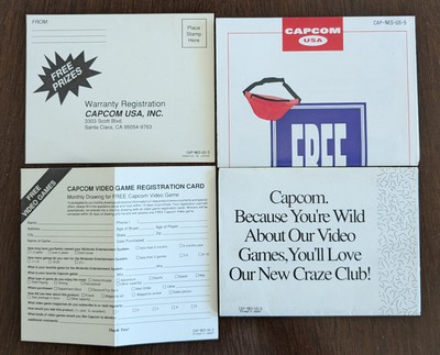 CAPCOM Nintendo NES Posters Reg Cards Mega Man Mighty Final Fight CAP-NES-US