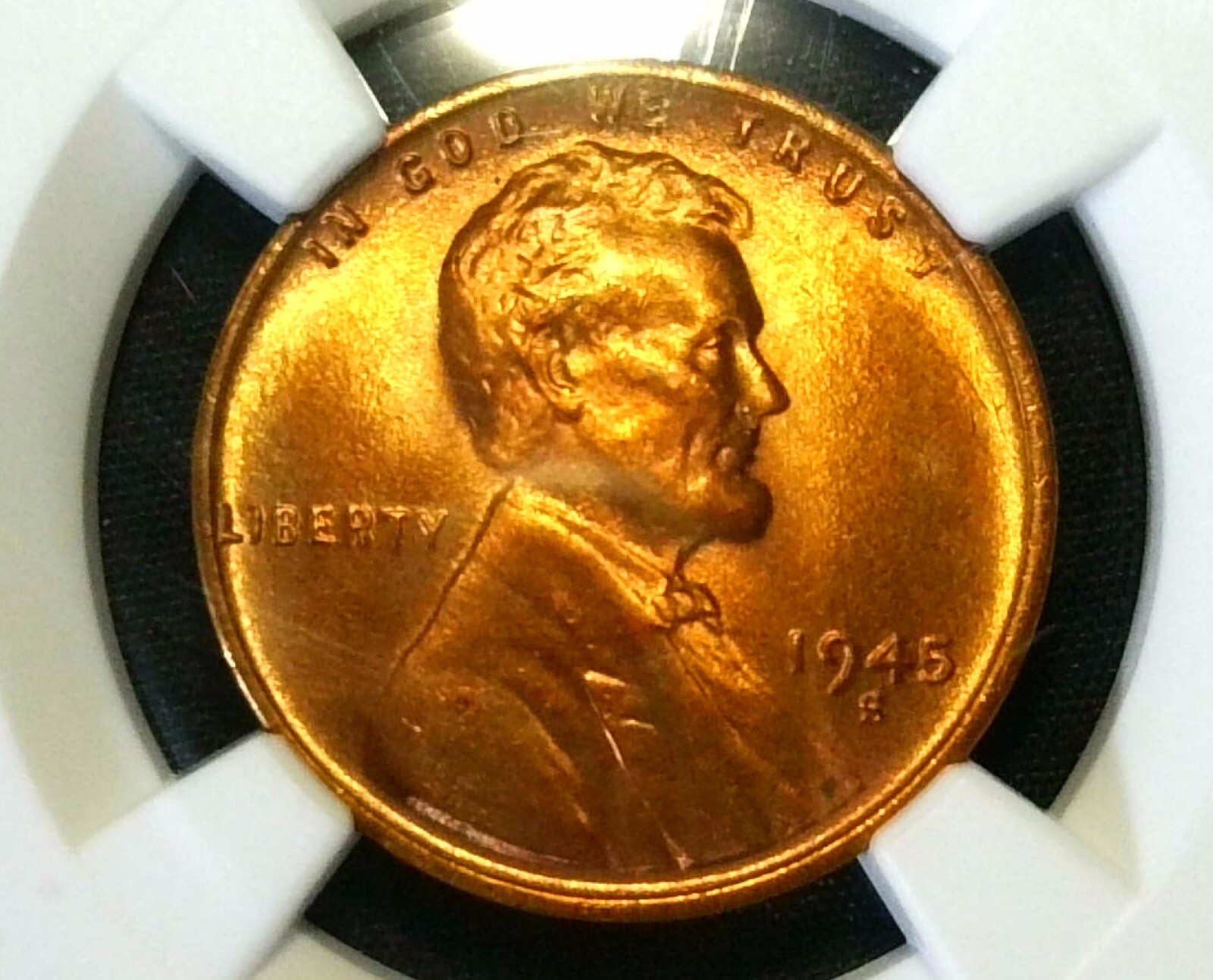 1945-S 1C MS67+ Red Lincoln Cent, Wheat Reverse NGC