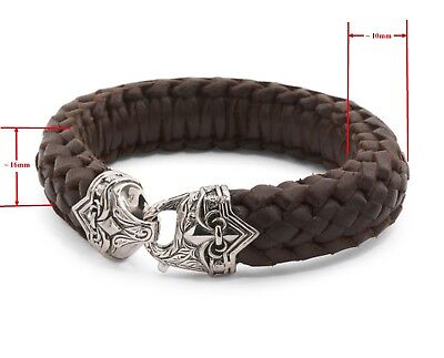 Pre-owned Scott Kay 8.5" Brown Leather Braided 16mm Bracelet Silver Clasp Men Women