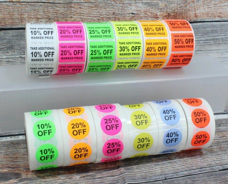 Percent Off Adhesive Sale Markdown Labels % OFF Stickers 500