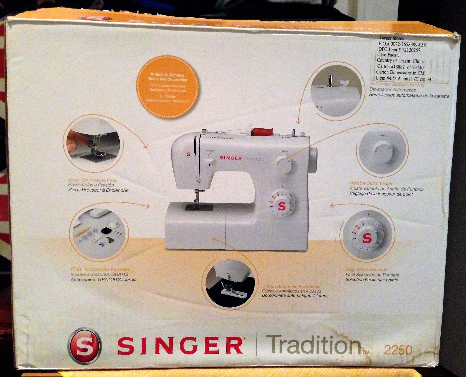 Singer Model 2250 Tradition Basic 10-Stitch Electronic Sewing Machine, White