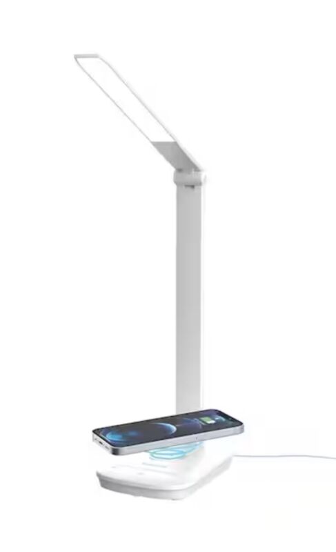 Tzumi - Atmosphere 12.6 in. White Desk Lamp with Wireless Charging - new