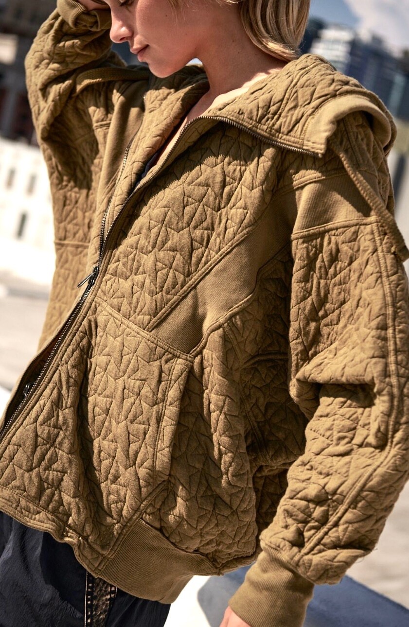 

Стеганая толстовка Free People Movement All Your Love Star с напуском оливково-зеленого цвета  NWT, Olive green