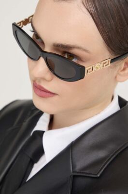 Pre-owned Versace 0ve4470b-gb1/87 Black Sunglasses In Gray