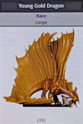 D&D miniatures Dangerous Delves #39 YOUNG GOLD DRAGON w/stat card