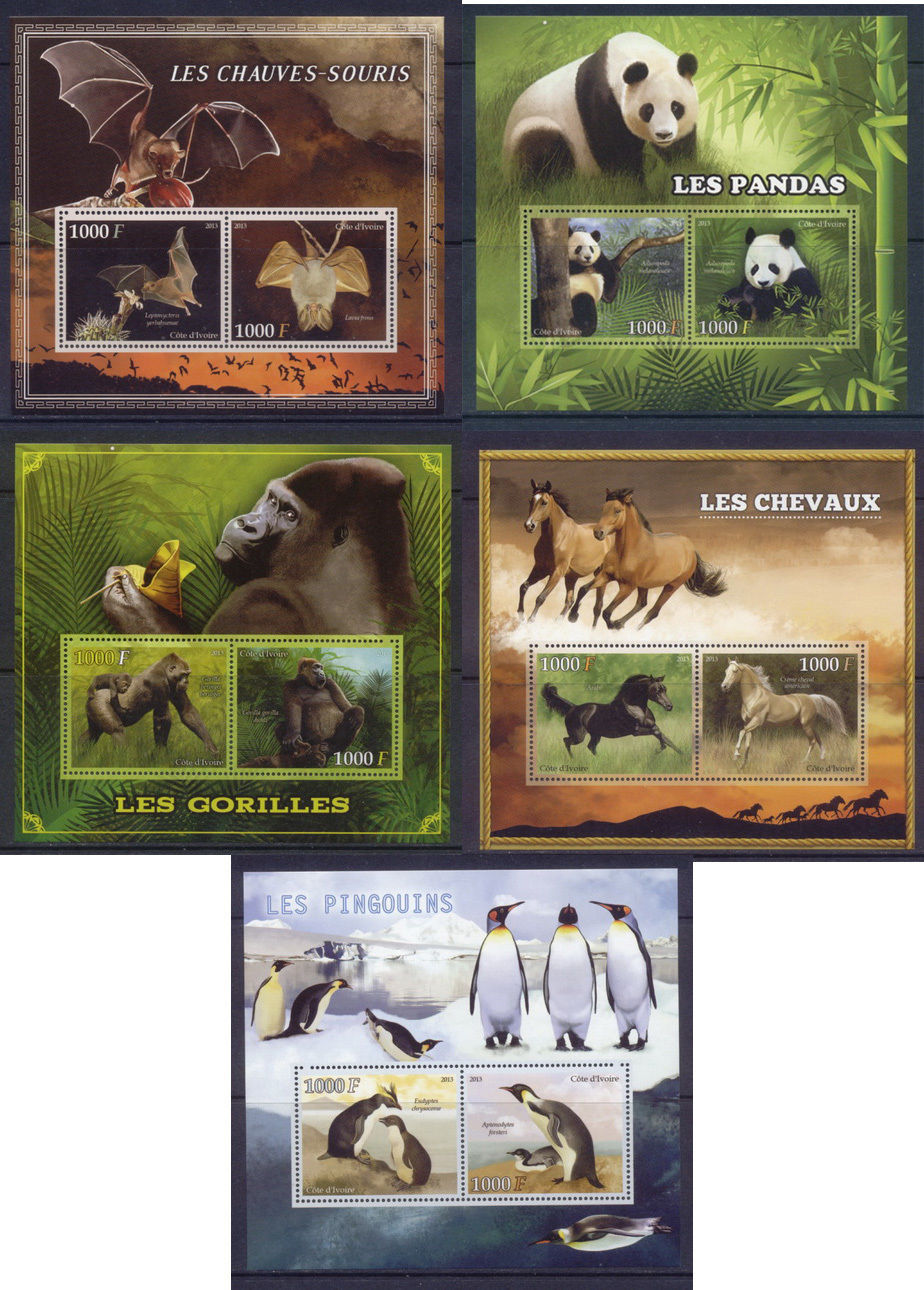 Ivorian Full Sheet Animal Kingdom Postal Stamps